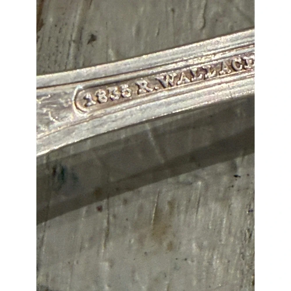 Set of 2 R Wallace A1 Silverplate Soup Bouillon Spoons Evening Star